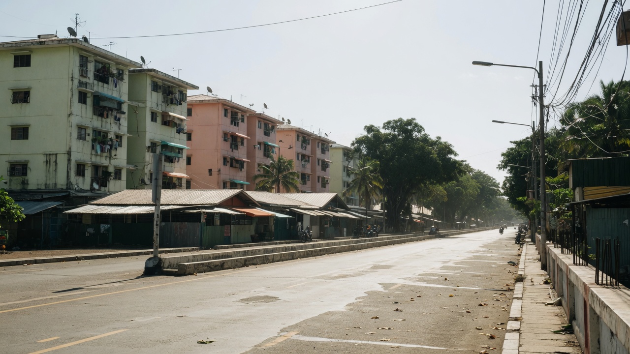 Harsh midday sun on a tropical street
